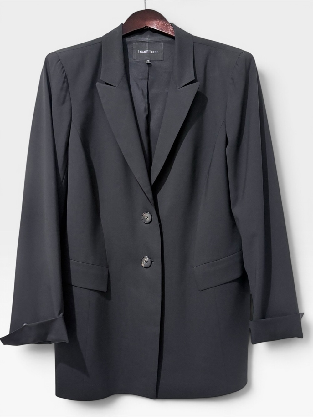 Lafayette 148 New York Black Two-Button Tailored Blazer Size 16